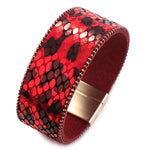 Pulseira de couro leopardo vermelho tamanho único