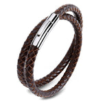 Pulseira de couro masculino castanha