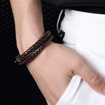 Pulseira de couro masculino castanha