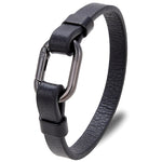 Pulseira de couro mosquetão preto