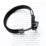 Pulseira de couro preta com âncora