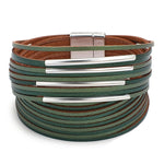 Pulseira de couro verde tamanho único