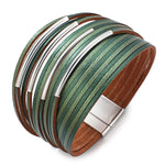 Pulseira de couro verde tamanho único