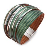 Pulseira de couro verde tamanho único