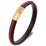 Pulseira de couro vermelho e preto