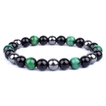 Pulseira de hematita preta e verde preto e verde / 8 mm
