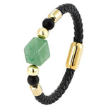 Pulseira de jade dourada preto e verde / 17 cm