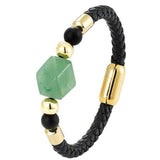 Pulseira de jade dourada preto e verde / 17 cm