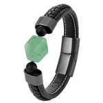 Pulseira de jade e aço preto e verde / 19 cm