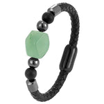 Pulseira de jade elegante preto e verde / 17 cm
