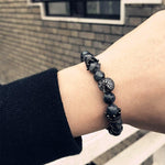 Pulseira de labradorita caveira cinzento / 16 cm