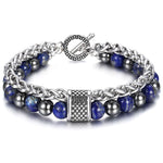Pulseira de lápis-lazúli e aço 20 cm