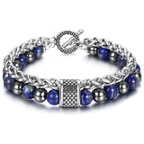 Pulseira de lápis-lazúli e aço 20 cm