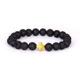 Pulseira de lava com cruz amarelo