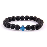 Pulseira de lava com cruz azul