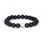 Pulseira de lava com cruz ouro