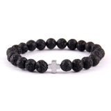 Pulseira de lava com cruz prata