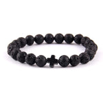 Pulseira de lava com cruz preto