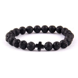 Pulseira de lava com cruz preto
