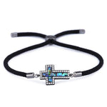 Pulseira de luxo com cruz preto