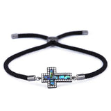 Pulseira de luxo com cruz preto