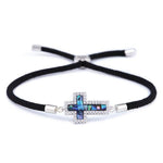 Pulseira de luxo com cruz preto / prateado