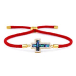 Pulseira de luxo com cruz vermelho / dourado