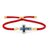 Pulseira de luxo com cruz vermelho / dourado