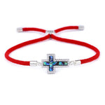 Pulseira de luxo com cruz vermelho / prateado