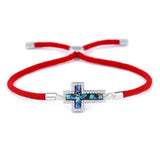 Pulseira de luxo com cruz vermelho / prateado