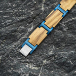 Pulseira de madeira azul valor por defeito título