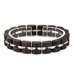 Pulseira de madeira e aço inoxidável valor por defeito título