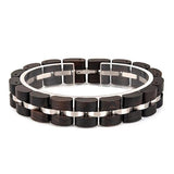 Pulseira de madeira e aço inoxidável valor por defeito título