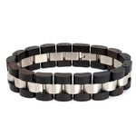 Pulseira de madeira preta e prata valor por defeito título