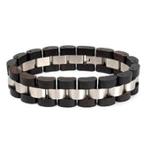 Pulseira de madeira preta e prata valor por defeito título
