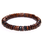 Pulseira de madeira redonda castanho / 17 cm