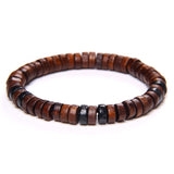 Pulseira de madeira redonda castanho / 17 cm