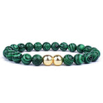 Pulseira de malaquita e ouro verde / 4mm / 17 cm