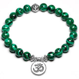 Pulseira de malaquita tibetana verde / 17 cm