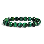 Pulseira de olho de tigre verde 10 mm / 17 cm