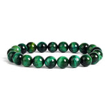 Pulseira de olho de tigre verde 10 mm / 17 cm