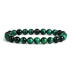 Pulseira de olho de tigre verde 8 mm / 17 cm
