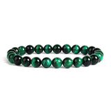Pulseira de olho de tigre verde 8 mm / 17 cm