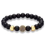 Pulseira de ónix e aço ouro