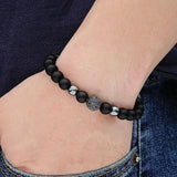 Pulseira de ónix e aço