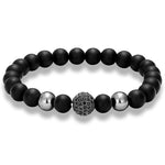 Pulseira de ónix e aço preto