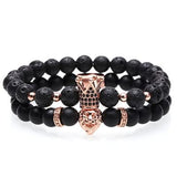 Pulseira de ónix luxo rosa / xs: 16,5 cm
