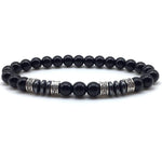 Pulseira de pedras de ónix preto de alto brilho