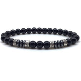 Pulseira de pedras de ónix preto de alto brilho