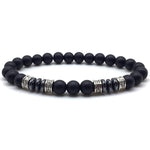 Pulseira de pedras de ónix preto mate